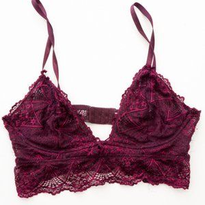 Oxblood Bralette Bra purple red M metallic geometric 90's